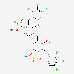 molecular formula C27H16Cl6Na2O8S2 B12679494 Disodium methylenebis(hydroxy((trichlorophenyl)methyl)benzenesulphonate) CAS No. 90604-81-2