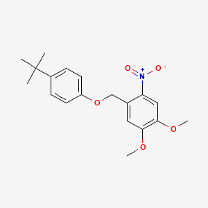 molecular formula C19H23NO5 B12679502 4-[[4-(Tert-butyl)phenoxy]methyl]-5-nitroveratrole CAS No. 71302-58-4