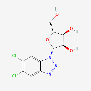 molecular formula C11H11Cl2N3O4 B12679509 1H-Benzotriazole, 5,6-dichloro-1-beta-D-ribofuranosyl- CAS No. 22596-04-9