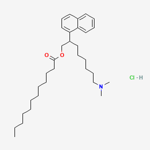 molecular formula C32H52ClNO2 B12679581 Dodecanoic acid, 8-(dimethylamino)-2-(1-naphthalenyl)octyl ester, hydrochloride CAS No. 119585-26-1