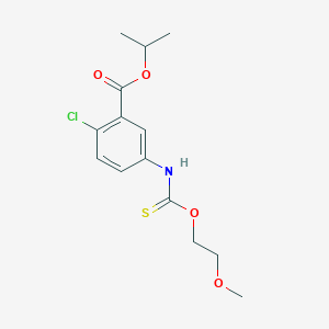 molecular formula C14H18ClNO4S B12679607 Methylethyl 2-chloro-5-{[(2-methoxyethoxy)thioxomethyl]amino}benzoate CAS No. 135812-45-2