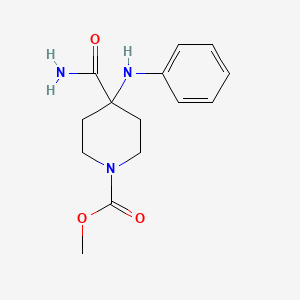 molecular formula C14H19N3O3 B12679623 Methyl 4-carbamoyl-4-(phenylamino)piperidine-1-carboxylate CAS No. 85098-76-6