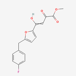 molecular formula C16H13FO5 B12679644 2-Butenoic acid, 4-(5-((4-fluorophenyl)methyl)-2-furanyl)-2-hydroxy-4-oxo-, methyl ester CAS No. 280571-45-1
