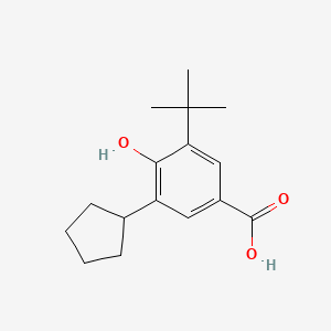 molecular formula C16H22O3 B12679659 3-Cyclopentyl-5-tert-butyl-4-hydroxybenzoic acid CAS No. 93777-77-6