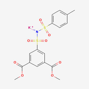 molecular formula C17H16KNO8S2 B12679660 Dimethyl 5-(N-tosylsulphamoyl)isophthalate, potassium salt CAS No. 70364-24-8
