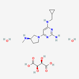 molecular formula C17H32N6O8 B12679754 Adriforant tartrate dihydrate CAS No. 2096455-87-5