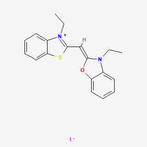 molecular formula C19H19IN2OS B12679770 3-Ethyl-2-((3-ethyl-3H-benzothiazol-2-ylidene)methyl)benzoxazoliumiodide CAS No. 68006-75-7