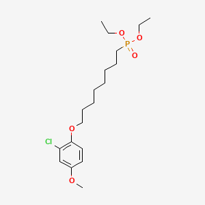 molecular formula C19H32ClO5P B12679783 Phosphonic acid, (8-(2-chloro-4-methoxyphenoxy)octyl)-, diethyl ester CAS No. 73514-90-6