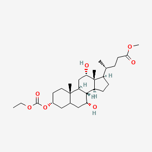 molecular formula C28H46O7 B12679792 Methyl 3alpha-((ethoxycarbonyl)oxy)-7alpha,12alpha-dihydroxycholan-24-oate CAS No. 83861-28-3