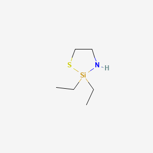 molecular formula C6H15NSSi B12679844 1-Thia-3-aza-2-silacyclopentane, 2,2-diethyl- CAS No. 84260-21-9