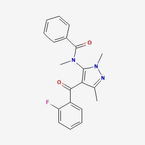 molecular formula C20H18FN3O2 B12679866 N-[4-(2-Fluorobenzoyl)-1,3-dimethyl-1H-pyrazol-5-YL]-N-methylbenzamide CAS No. 97358-58-2