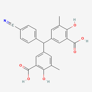 molecular formula C24H19NO6 B12679913 3,3'-((4-Cyanophenyl)methylene)bis(6-hydroxy-5-methylbenzoic acid) CAS No. 64621-97-2
