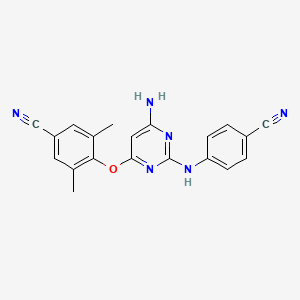 molecular formula C20H16N6O B1267992 4-({6-Amino-2-[(4-cyanophenyl)amino]pyrimidin-4-yl}oxy)-3,5-dimethylbenzonitrile CAS No. 939431-68-2