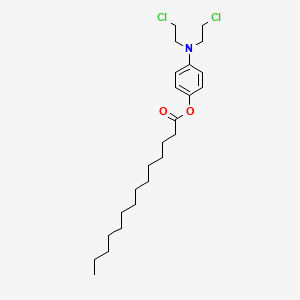 molecular formula C24H39Cl2NO2 B12679925 Phenol, p-(bis(2-chloroethyl)amino)-, myristate CAS No. 83626-93-1