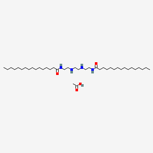 molecular formula C38H78N4O2.C2H4O2<br>C40H82N4O4 B12679954 N,N'-[Ethylenebis(iminoethylene)]bispalmitamide monoacetate CAS No. 93918-66-2