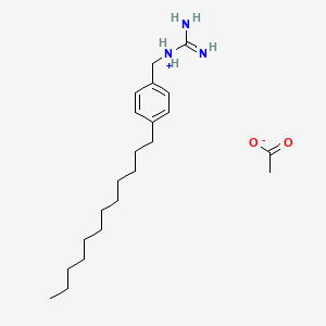 molecular formula C22H39N3O2 B12679968 ((4-Dodecylphenyl)methyl)guanidinium monoacetate CAS No. 94094-61-8