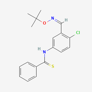 molecular formula C18H19ClN2OS B12679977 Benzenecarbothioamide, N-(4-chloro-3-(((1,1-dimethylethoxy)imino)methyl)phenyl)- CAS No. 178870-31-0