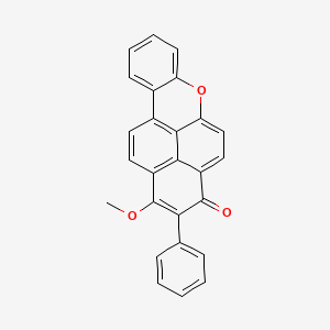molecular formula C26H16O3 B12679982 1-Methoxy-2-phenyl-3H-naphtho(2,1,8-mna)xanthen-3-one CAS No. 34446-34-9