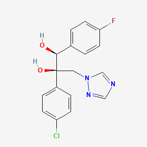 molecular formula C17H15ClFN3O2 B12679989 1,2-Propanediol, 2-(4-chlorophenyl)-1-(4-fluorophenyl)-3-(1H-1,2,4-triazol-1-yl)-, (1S,2R)- CAS No. 107659-59-6