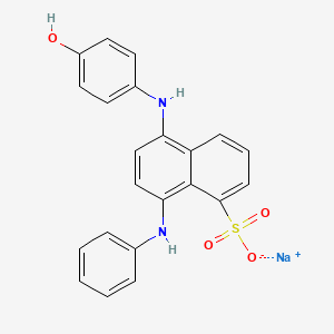 molecular formula C22H17N2NaO4S B12680006 Sodium 5-((4-hydroxyphenyl)amino)-8-(phenylamino)naphthalenesulphonate CAS No. 94159-57-6