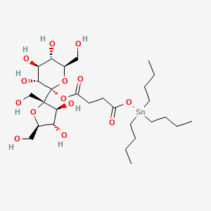 molecular formula C28H52O14Sn B12680024 alpha-D-Glucopyranoside, beta-D-fructofuranosyl, mono(4-oxo-4-((tributylstannyl)oxy)butanoate) CAS No. 63027-40-7