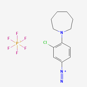 molecular formula C12H15ClF6N3P B12680027 3-Chloro-4-(hexahydro-1H-azepin-1-yl)benzenediazonium hexafluorophosphate CAS No. 84604-32-0