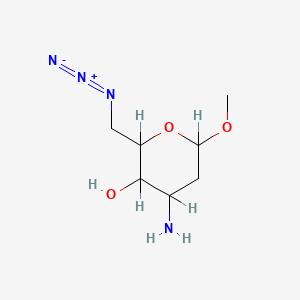 molecular formula C7H14N4O3 B12680079 Methyl 3-amino-2,3,6-trideoxy-6-(2lambda(5)-1,2-triazadienyl)hexopyranoside CAS No. 69975-35-5
