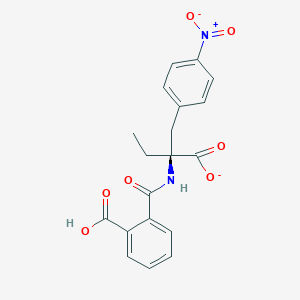 molecular formula C19H17N2O7- B12680186 alpha-Ethyl N-(2-carboxybenzoyl)-4-nitro-3-phenyl-L-alaninate CAS No. 93963-19-0