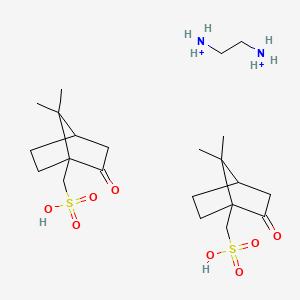 molecular formula C22H42N2O8S2+2 B12680225 Ethylenediammonium (1)-bis(2-oxobornane-10-sulphonate) CAS No. 23657-00-3