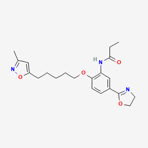 molecular formula C21H27N3O4 B12680370 Propanamide, N-(5-(4,5-dihydro-2-oxazolyl)-2-((5-(3-methyl-5-isoxazolyl)pentyl)oxy)phenyl)- CAS No. 105639-17-6