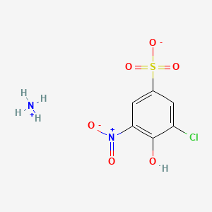 molecular formula C6H7ClN2O6S B12680671 Ammonium 3-chloro-4-hydroxy-5-nitrobenzenesulphonate CAS No. 93859-14-4