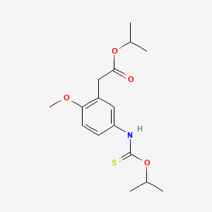 molecular formula C16H23NO4S B12680747 Benzeneacetic acid, 2-methoxy-5-(((1-methylethoxy)thioxomethyl)amino)-, 1-methylethyl ester CAS No. 165550-01-6