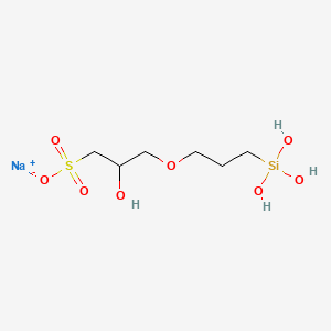molecular formula C6H15NaO8SSi B12680749 Sodium 2-hydroxy-3-(3-(trihydroxysilyl)propoxy)propanesulphonate CAS No. 88684-04-2