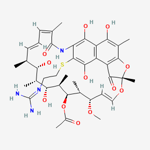 molecular formula C40H54N4O12S B12680852 Rifamycin, 3-((2-((aminoiminomethyl)amino)ethyl)thio)- CAS No. 15299-46-4