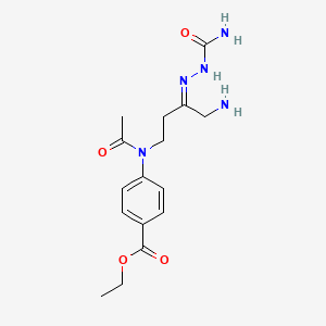 molecular formula C16H23N5O4 B12680855 Ethyl 4-(acetyl(4-amino-3-((aminocarbonyl)hydrazono)butyl)amino)benzoate CAS No. 4788-68-5