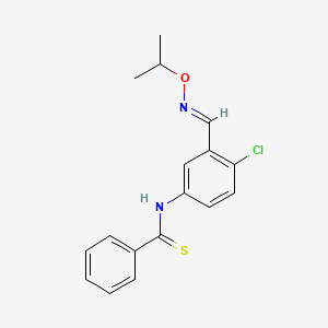 molecular formula C17H17ClN2OS B12680862 Benzenecarbothioamide, N-(4-chloro-3-(((1-methylethoxy)imino)methyl)phenyl)- CAS No. 178870-37-6