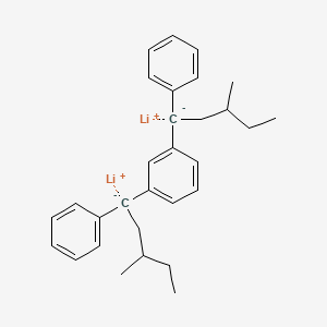 molecular formula C30H36Li2 B12680872 Lithium, (mu-(1,3-phenylenebis(3-methyl-1-phenylpentylidene)))di- CAS No. 71400-29-8
