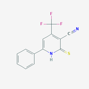 molecular formula C13H7F3N2S B012681 2-Mercapto-6-phenyl-4-(trifluoromethyl)nicotinonitrile CAS No. 104960-49-8