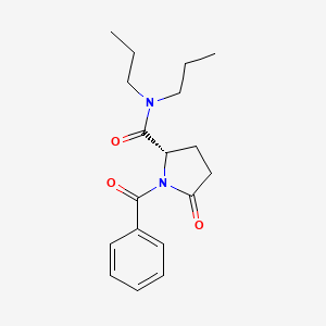 molecular formula C18H24N2O3 B12681014 (S)-1-Benzoyl-5-oxo-N,N-dipropylpyrrolidine-2-carboxamide CAS No. 85760-90-3