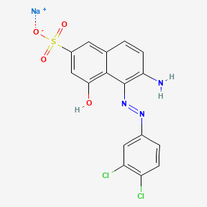 molecular formula C16H10Cl2N3NaO4S B12681068 Sodium 6-amino-5-((3,4-dichlorophenyl)azo)-4-hydroxynaphthalene-2-sulphonate CAS No. 34179-43-6