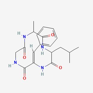 molecular formula C20H26N4O4 B12681224 Cyclo(D-alanyl-L-leucyl-(Z)-alpha,beta-didehydrophenylalanylglycyl) CAS No. 108340-83-6