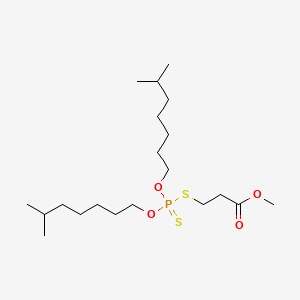 molecular formula C20H41O4PS2 B12681242 Propanoic acid, 3-((bis(isooctyloxy)phosphinothioyl)thio)-, methyl ester CAS No. 53123-68-5