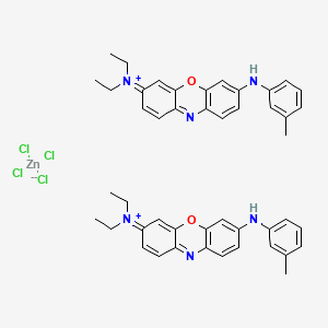 molecular formula C46H48Cl4N6O2Zn B12681294 Bis(3-(diethylamino)-7-((m-tolyl)amino)phenoxazin-5-ium) tetrachlorozincate CAS No. 85005-89-6