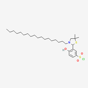 molecular formula C29H50ClNO3S2 B12681508 Benzenesulfonyl chloride, 3-(5,5-dimethyl-3-octadecyl-2-thiazolidinyl)-4-hydroxy- CAS No. 83090-04-4