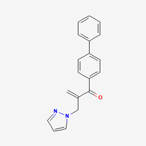 molecular formula C19H16N2O B12681880 2-Propen-1-one, 1-(1,1'-biphenyl)-4-yl-2-(1H-pyrazol-1-ylmethyl)- CAS No. 108664-42-2