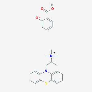 molecular formula C25H28N2O3S B12682114 Tri(methyl)(alpha-methyl-10H-phenothiazin-10-ylethyl)ammonium salicylate CAS No. 93777-63-0