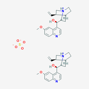 molecular formula C40H50N4O8S B12682122 Bis((8alpha,9R)-9-hydroxy-6'-methoxycinchonanium) sulphate CAS No. 85135-87-1