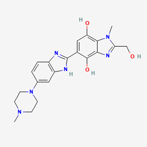 molecular formula C21H24N6O3 B12682144 2'-(Hydroxymethyl)-1'-methyl-5-(4-methyl-1-piperazinyl)-(2,5'-bi-1H-benzimidazole)-4',7'-diol CAS No. 188299-95-8