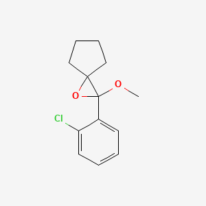 molecular formula C13H15ClO2 B12682181 2-(2-Chlorophenyl)-2-methoxy-1-oxaspiro[2.4]heptane CAS No. 92884-33-8
