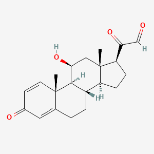 molecular formula C21H26O4 B12682215 Pregna-1,4-dien-21-al, 11beta-hydroxy-3,20-dioxo- CAS No. 14000-16-9